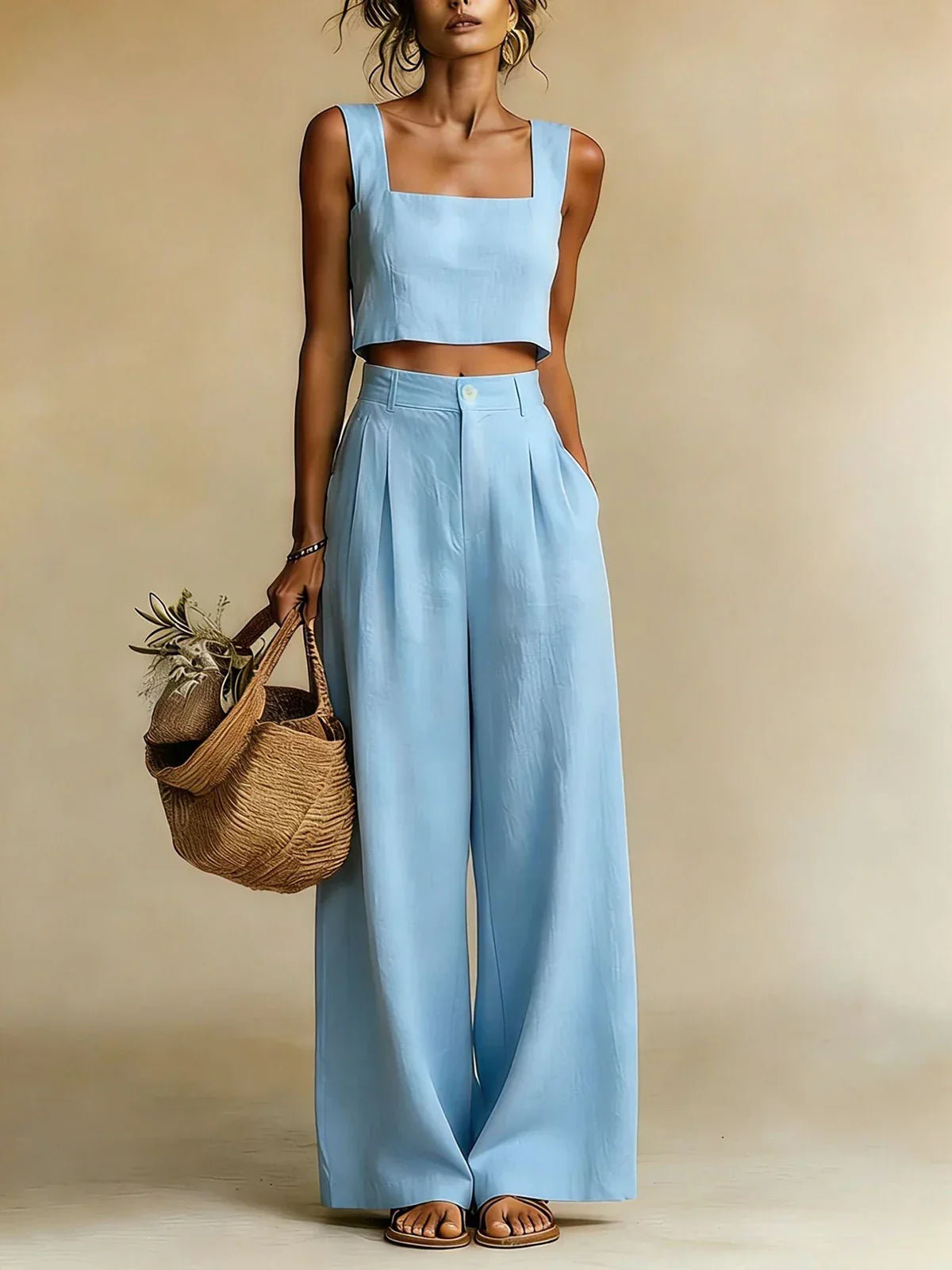 Completo Donna Palazzo con Top Elegante e Pantaloni Fluidi