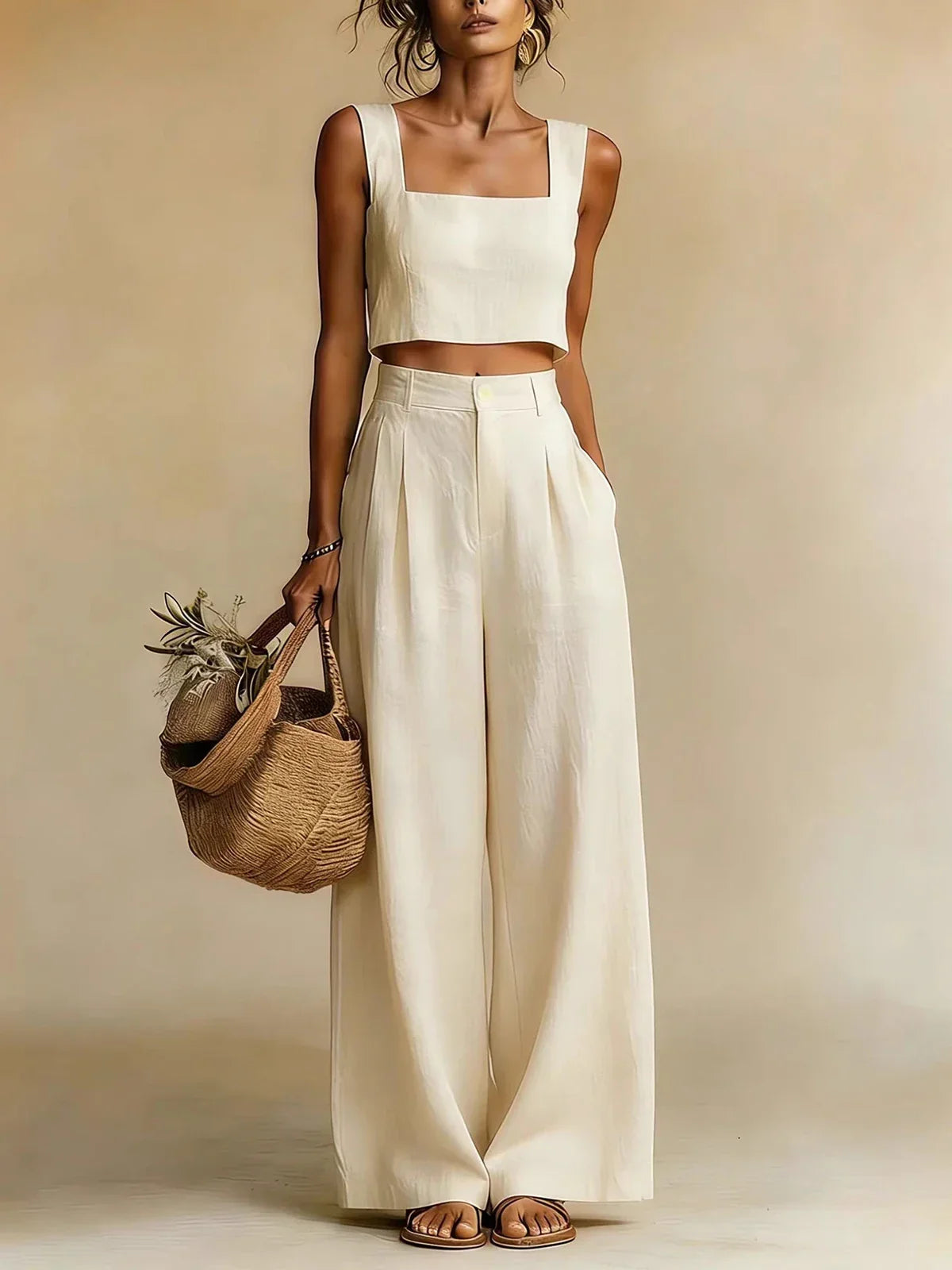 Completo Donna Palazzo con Top Elegante e Pantaloni Fluidi