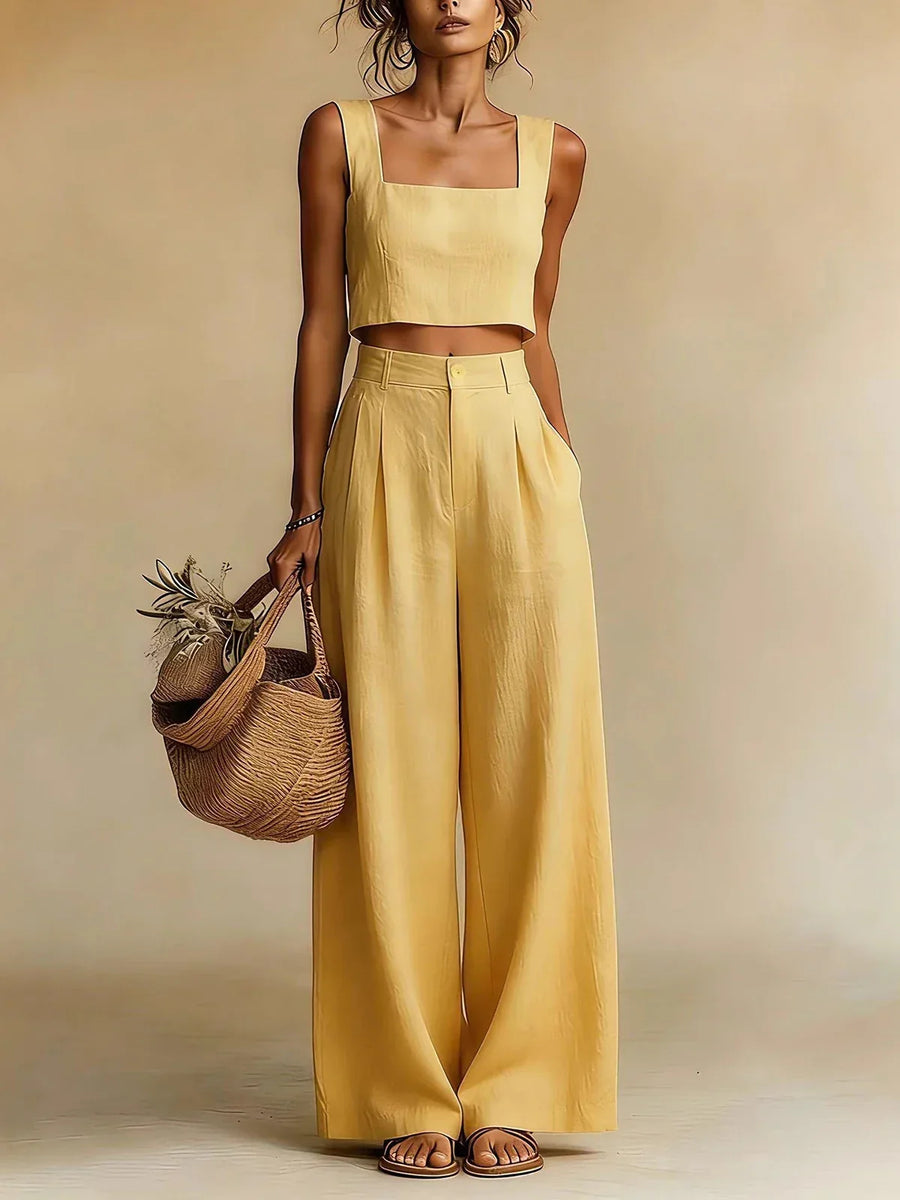 Completo Donna Palazzo con Top Elegante e Pantaloni Fluidi