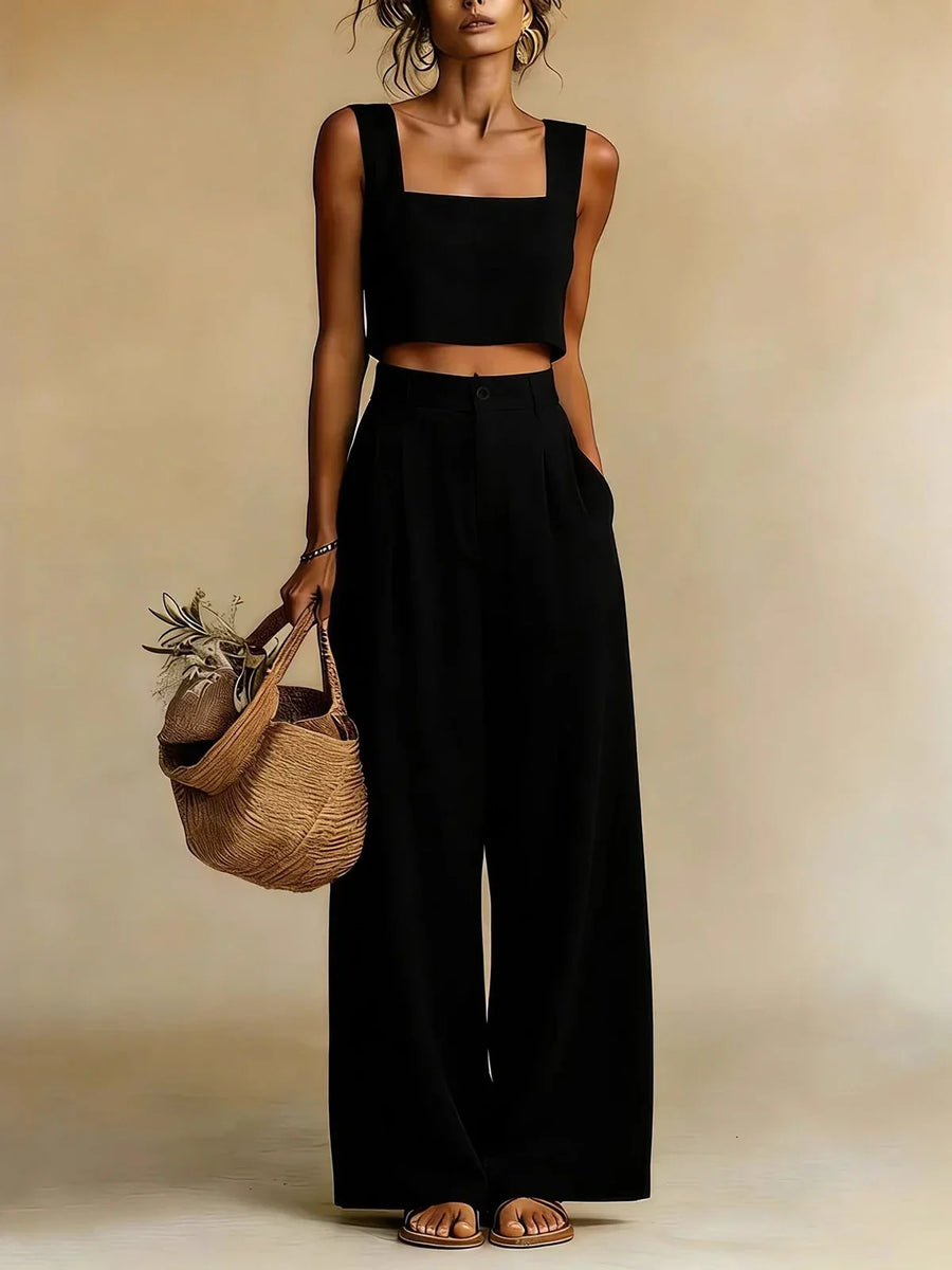 Completo Donna Palazzo con Top Elegante e Pantaloni Fluidi