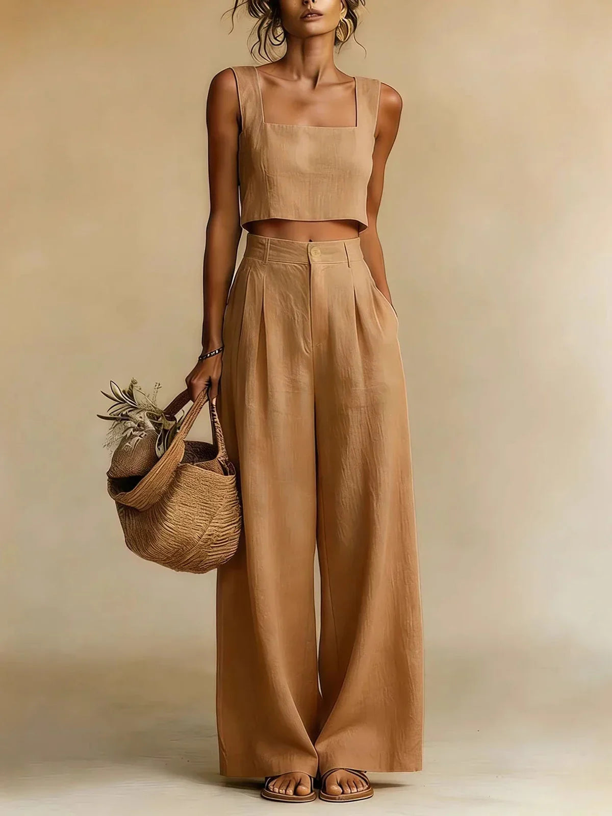 Completo Donna Palazzo con Top Elegante e Pantaloni Fluidi
