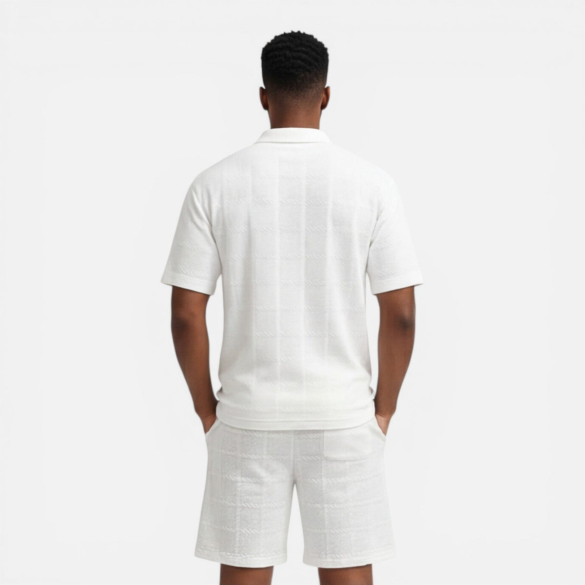 Completo Uomo Polo in Maglia Strutturata e Shorts Estivo