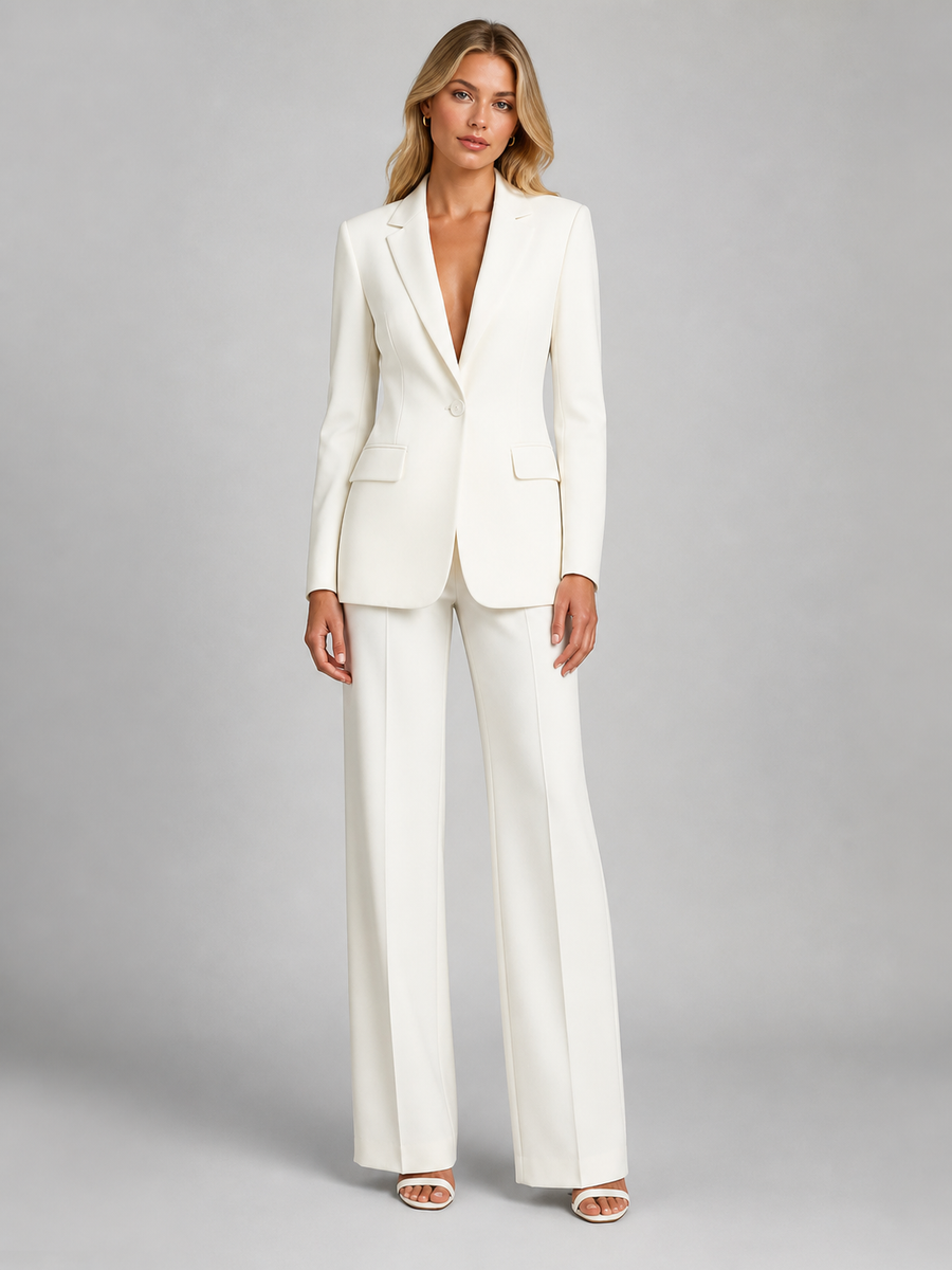 Tailleur Donna Blazer Sartoriale e Pantaloni Palazzo Elegante