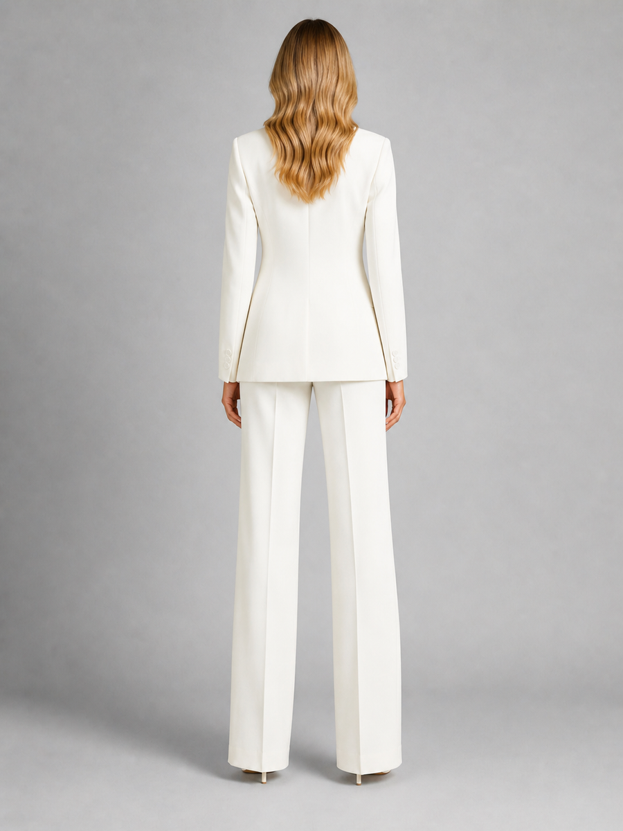 Tailleur Donna Blazer Sartoriale e Pantaloni Palazzo Elegante