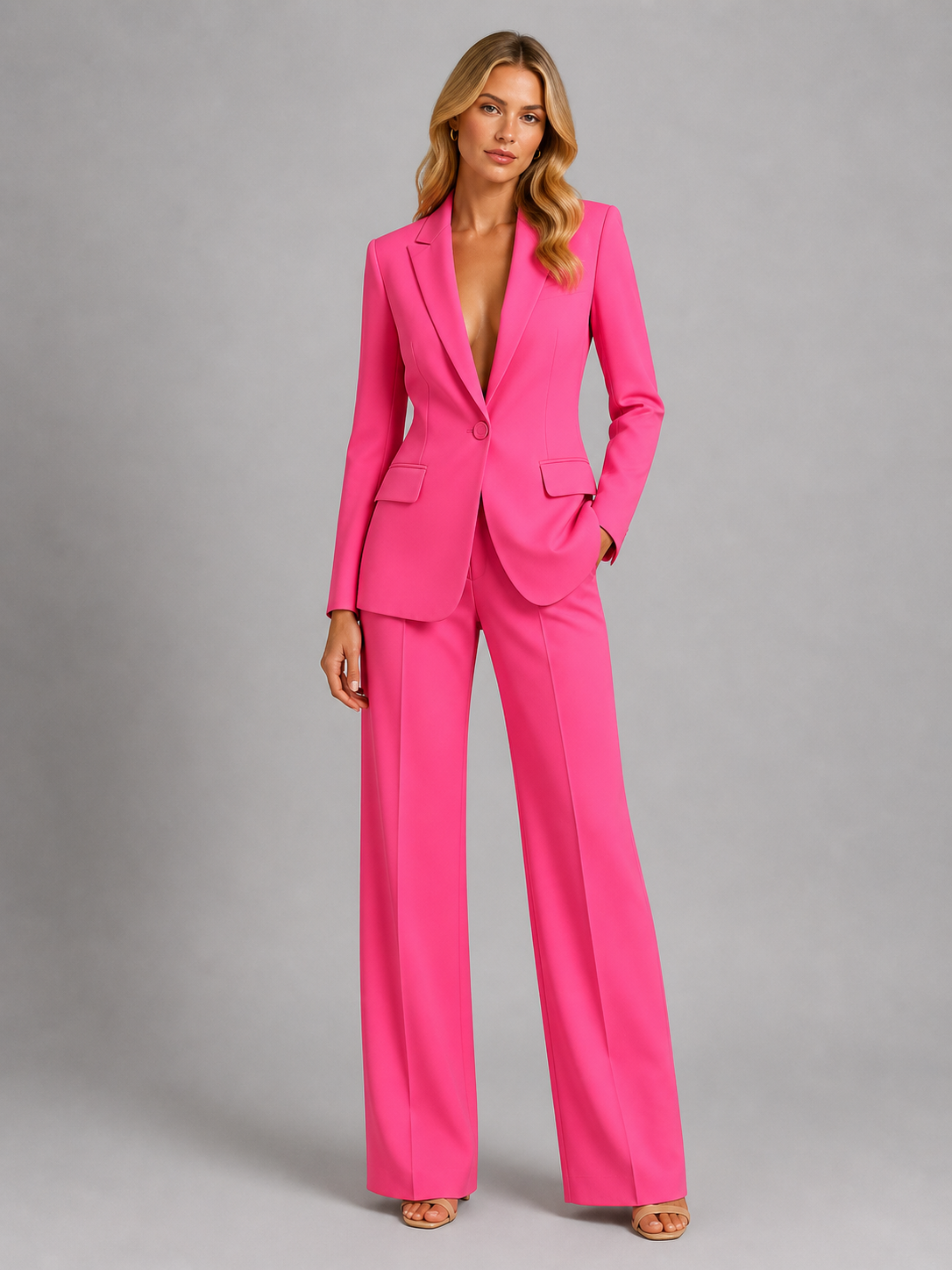 Tailleur Donna Blazer Sartoriale e Pantaloni Palazzo Elegante