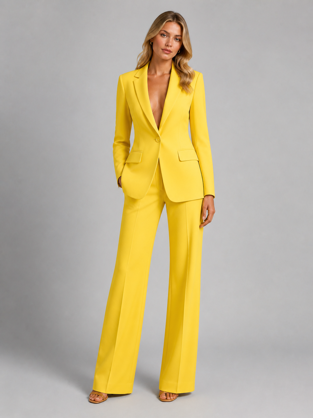 Tailleur Donna Blazer Sartoriale e Pantaloni Palazzo Elegante