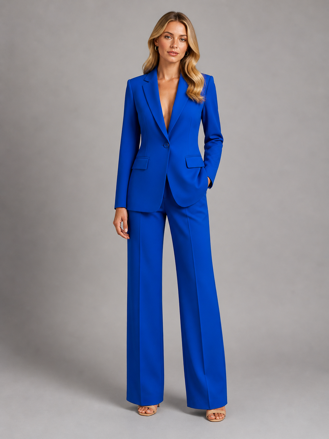 Tailleur Donna Blazer Sartoriale e Pantaloni Palazzo Elegante
