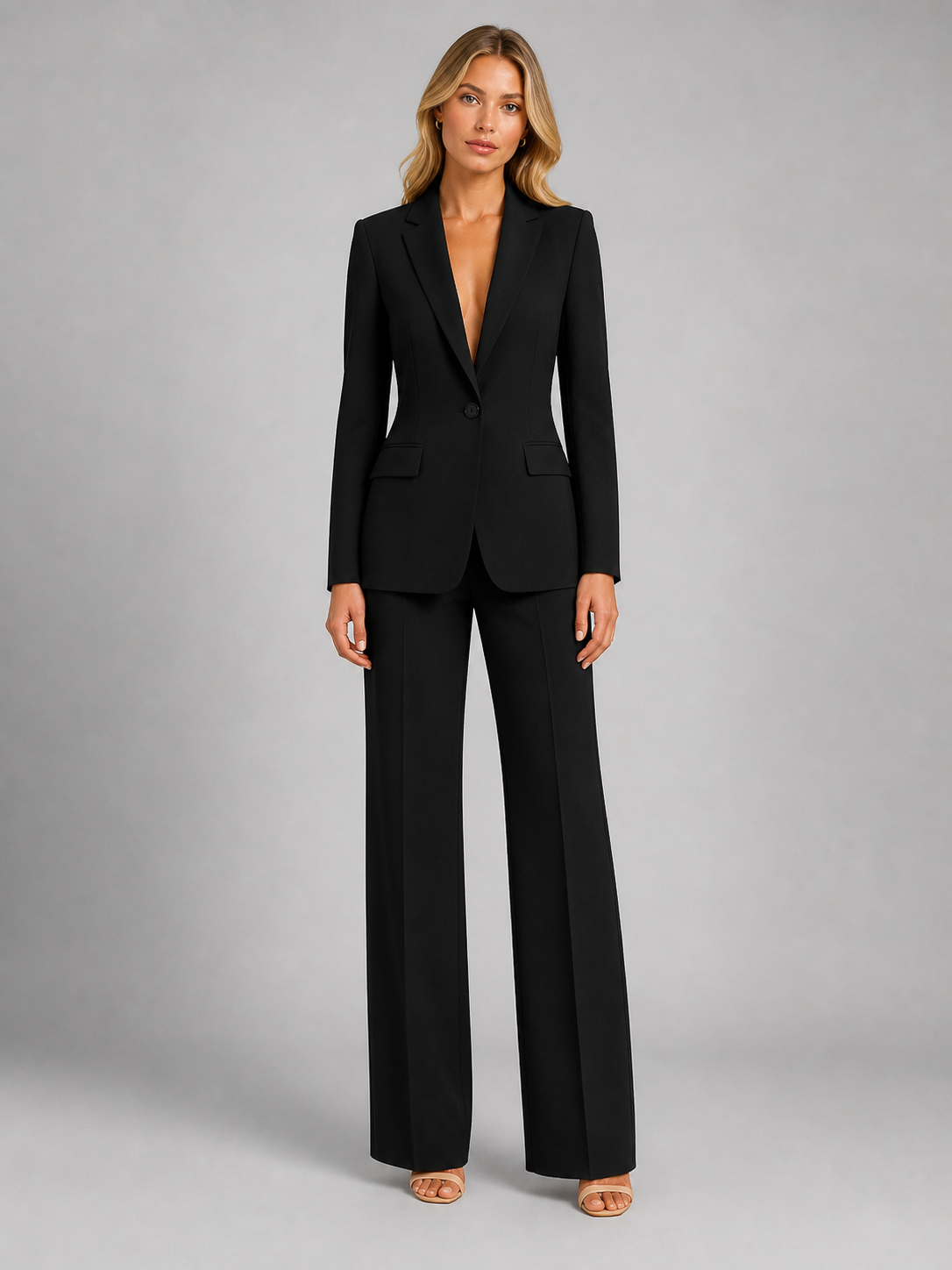 Tailleur Donna Blazer Sartoriale e Pantaloni Palazzo Elegante