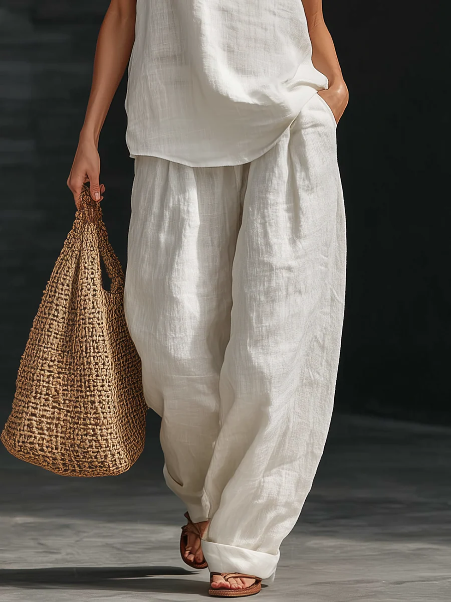 Carlotta | Set elegante senza maniche con pantaloni ampi