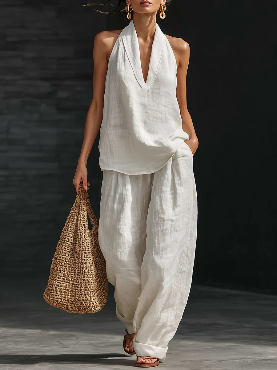 Carlotta | Set elegante senza maniche con pantaloni ampi