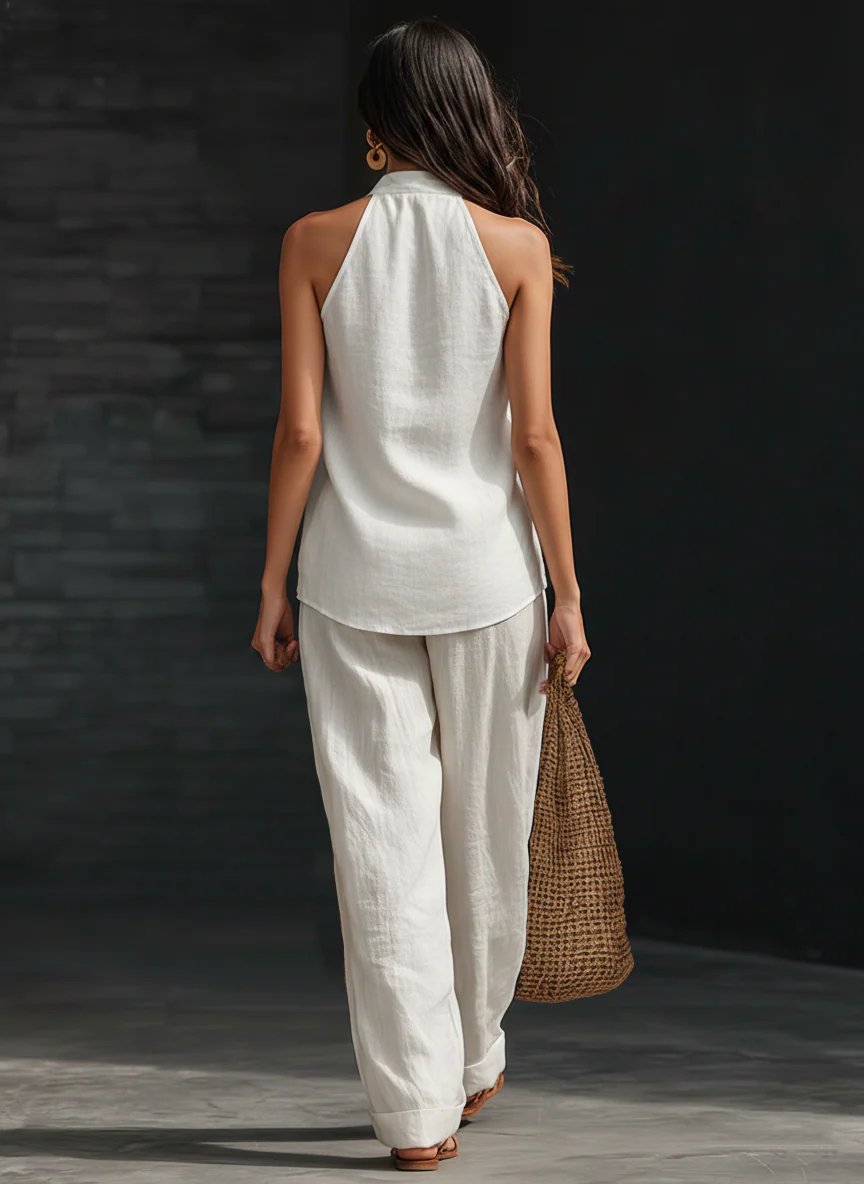 Carlotta | Set elegante senza maniche con pantaloni ampi