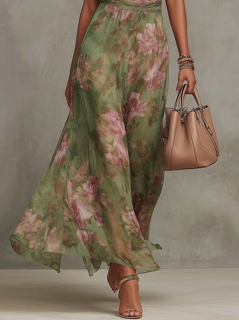 Livia | Elegante Maxi Abito con Fiori Halter