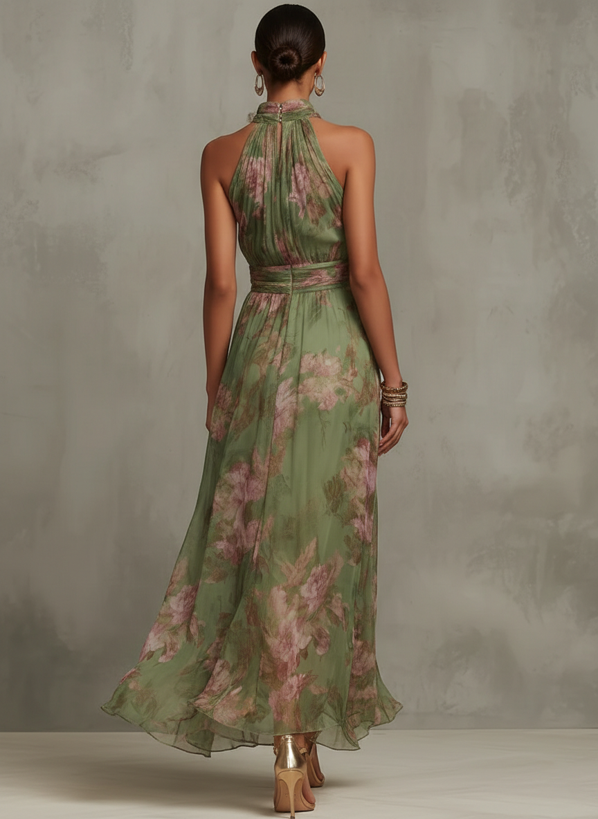 Livia | Elegante Maxi Abito con Fiori Halter