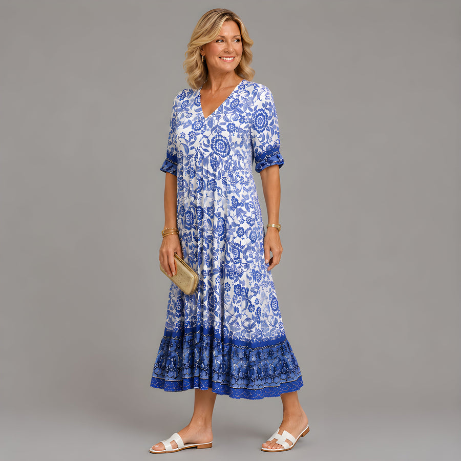 Remington | Abito V-Neck Floreale Elegante