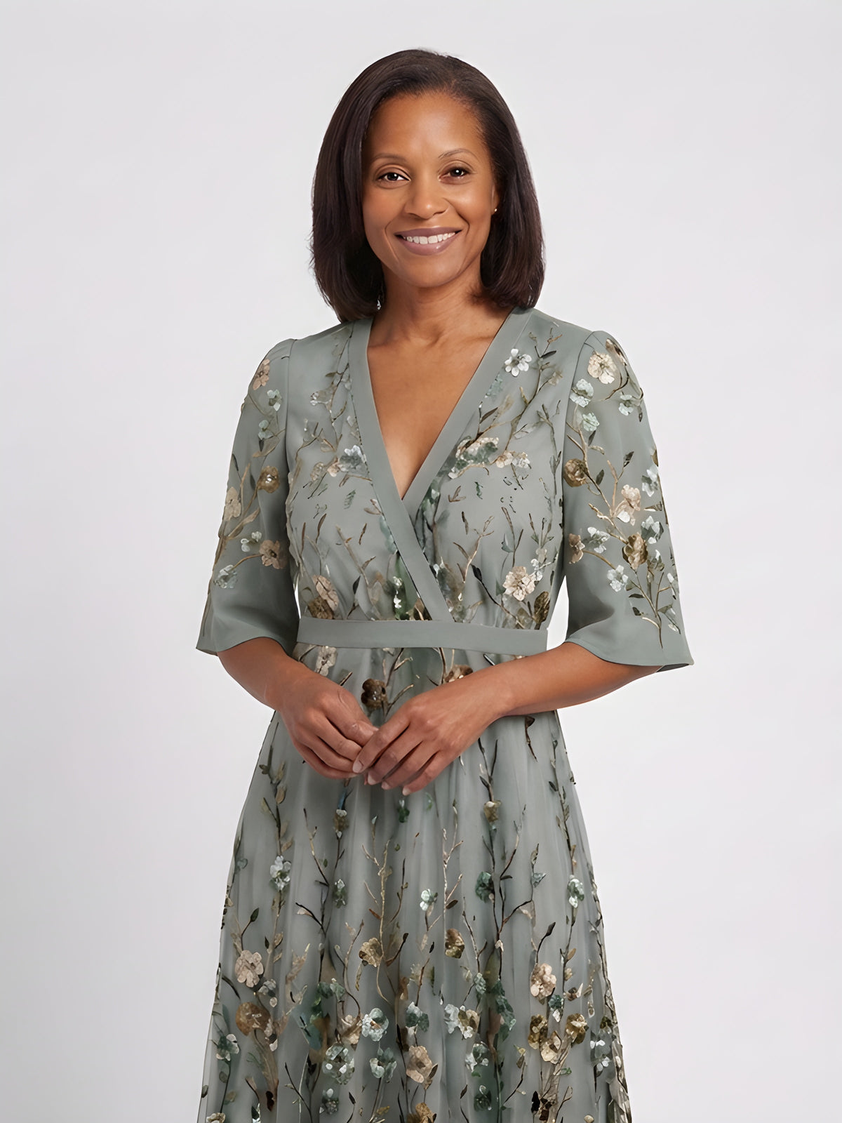 Amber | Abito Maxi Floreale con Scollatura a V