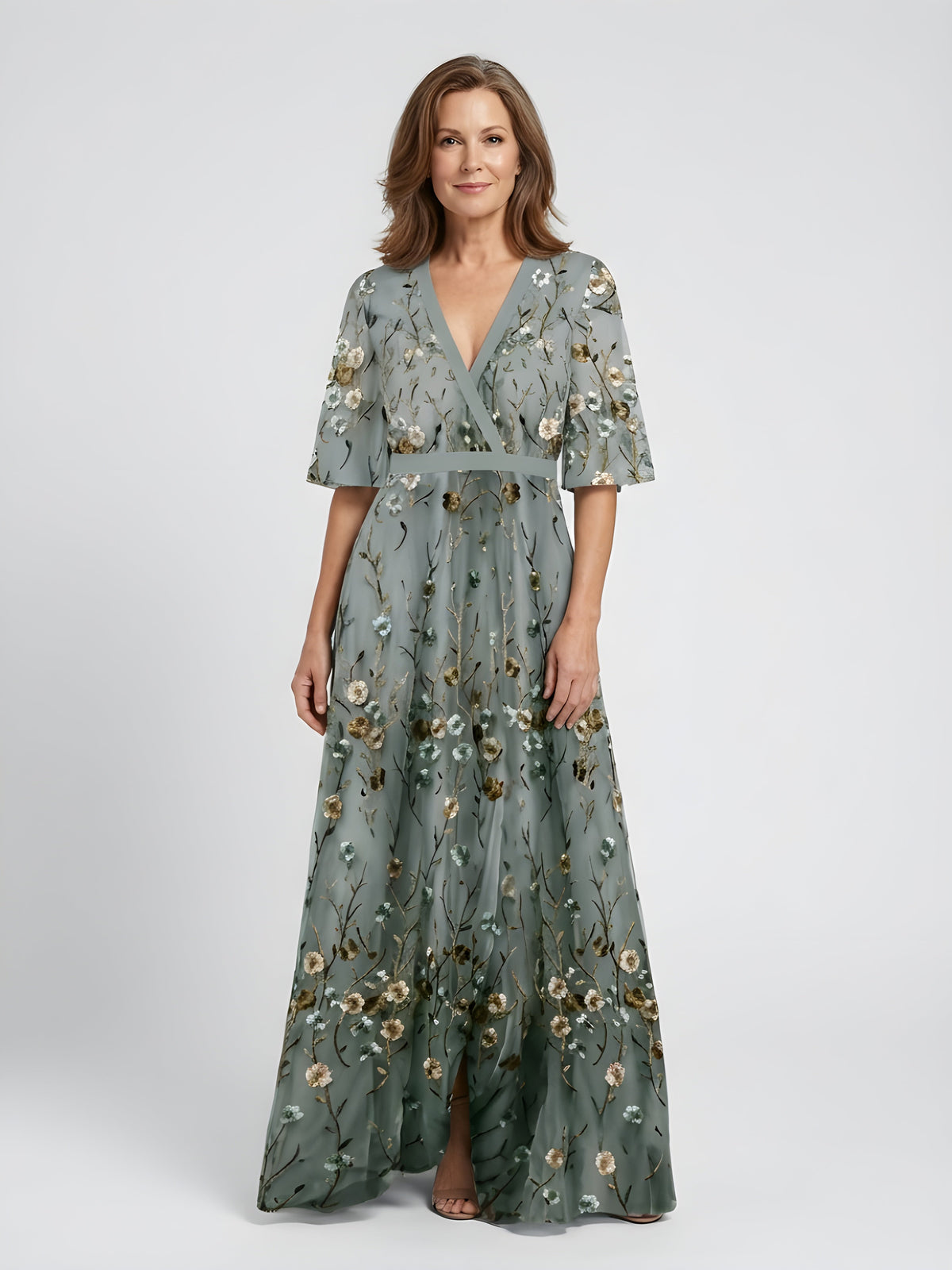 Amber | Abito Maxi Floreale con Scollatura a V