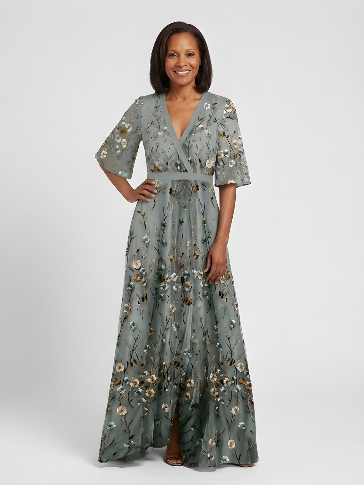 Amber | Abito Maxi Floreale con Scollatura a V