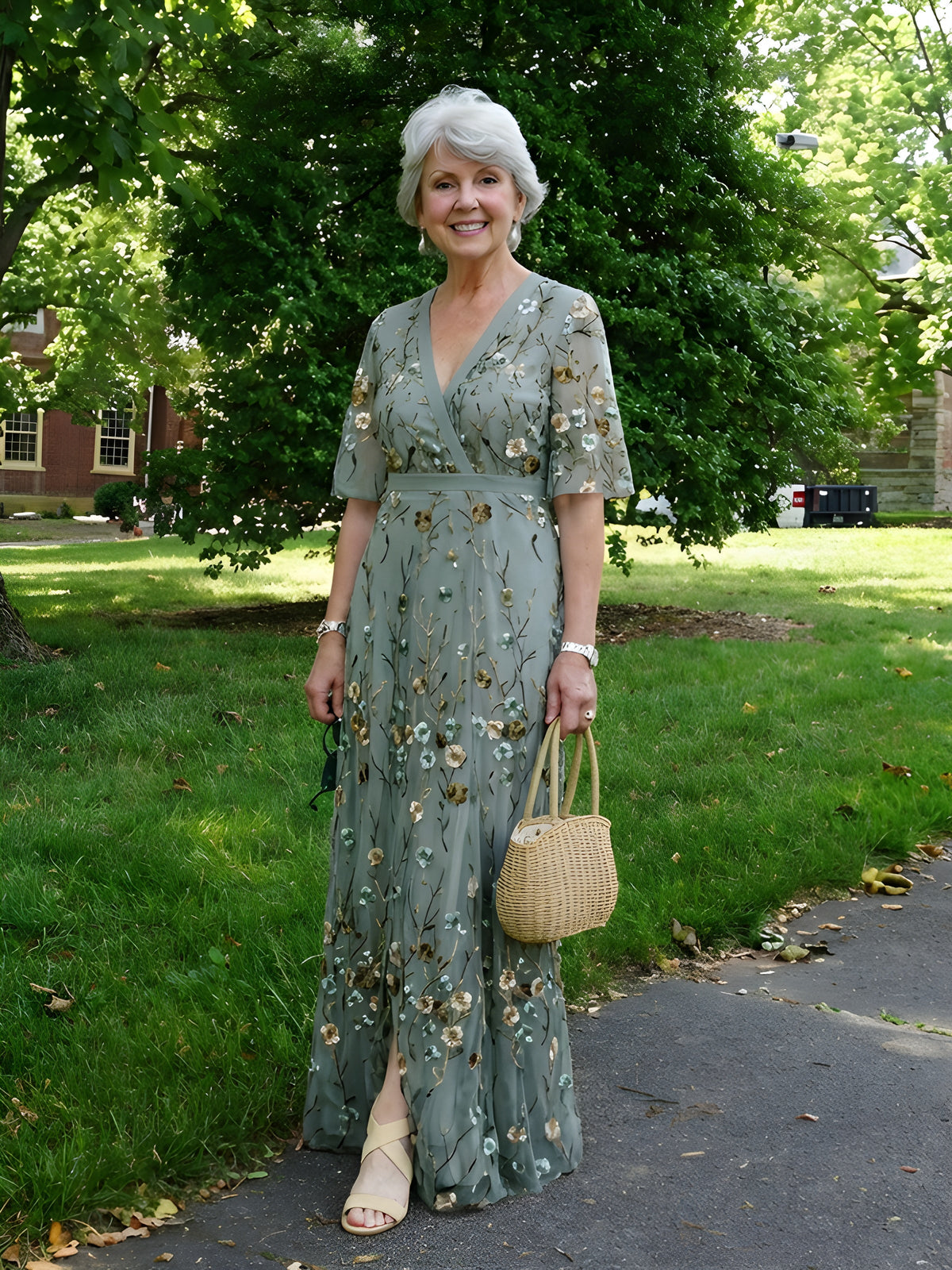 Amber | Abito Maxi Floreale con Scollatura a V