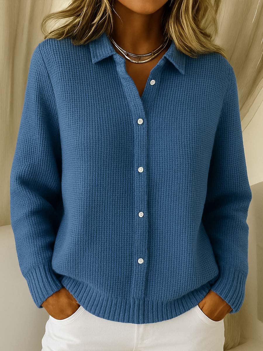 Amari™ | Cardigan Classico in Maglia Waffle