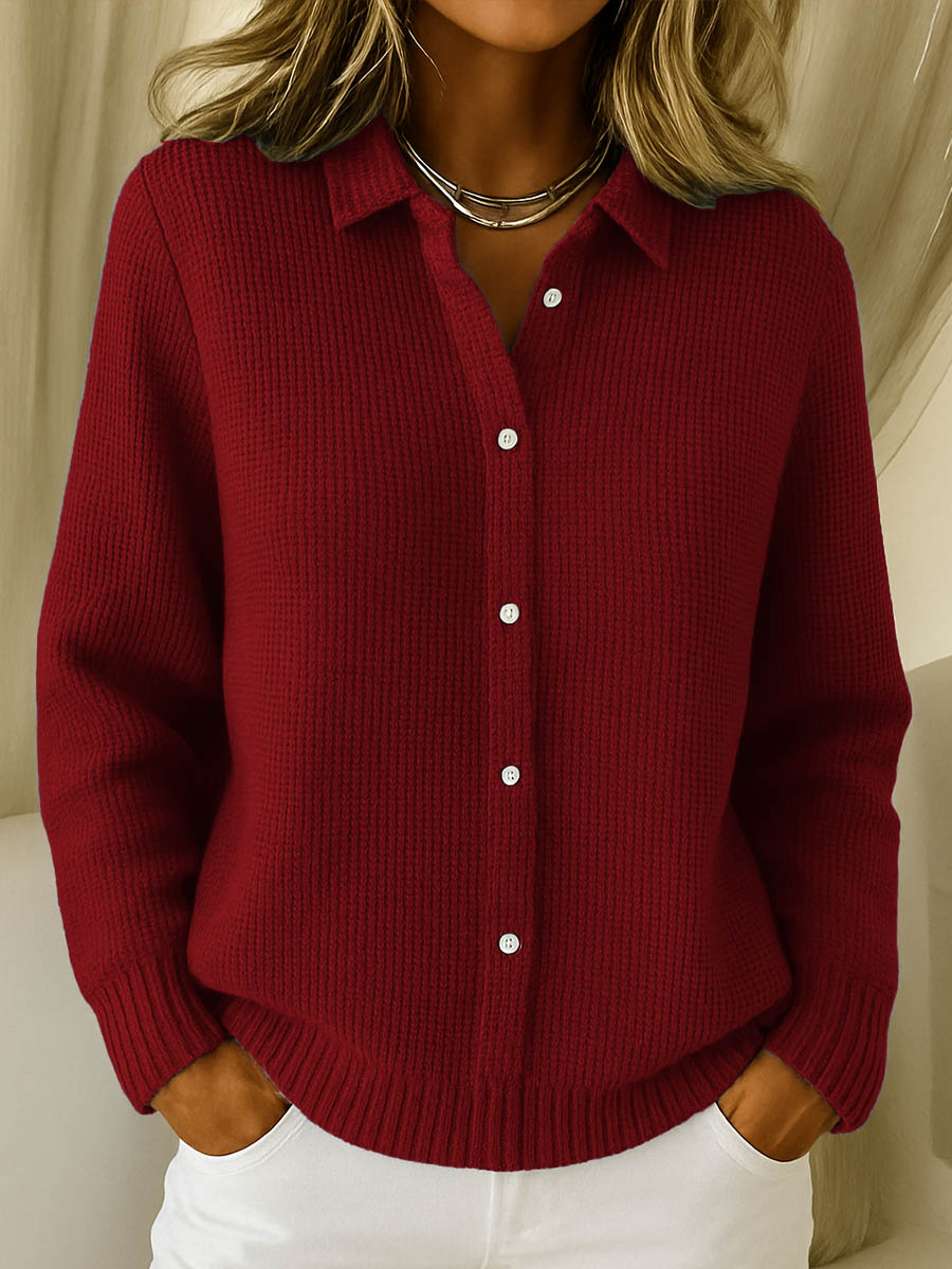 Amari™ | Cardigan Classico in Maglia Waffle