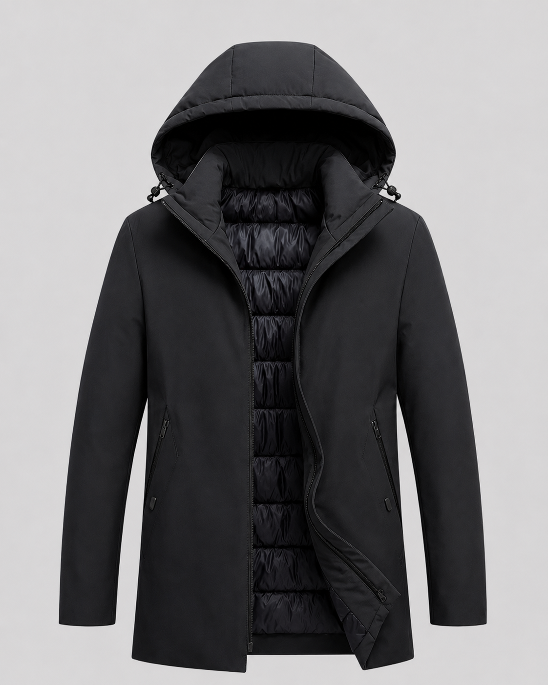 Parka Uomo con Cappuccio Fodera Trapuntata Media Lunghezza