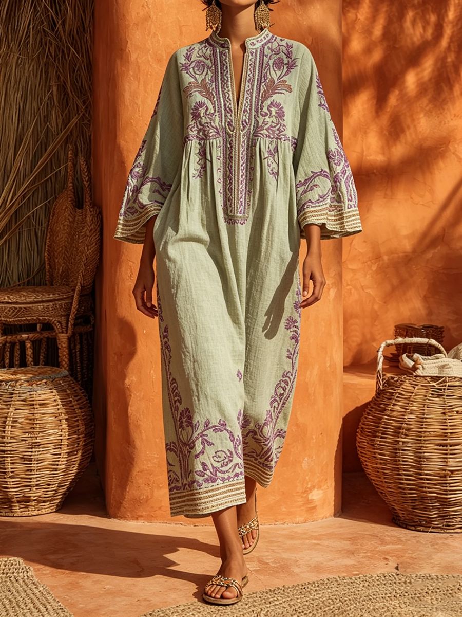 Celestina | Abito boho ricamato dal fascino mediterraneo