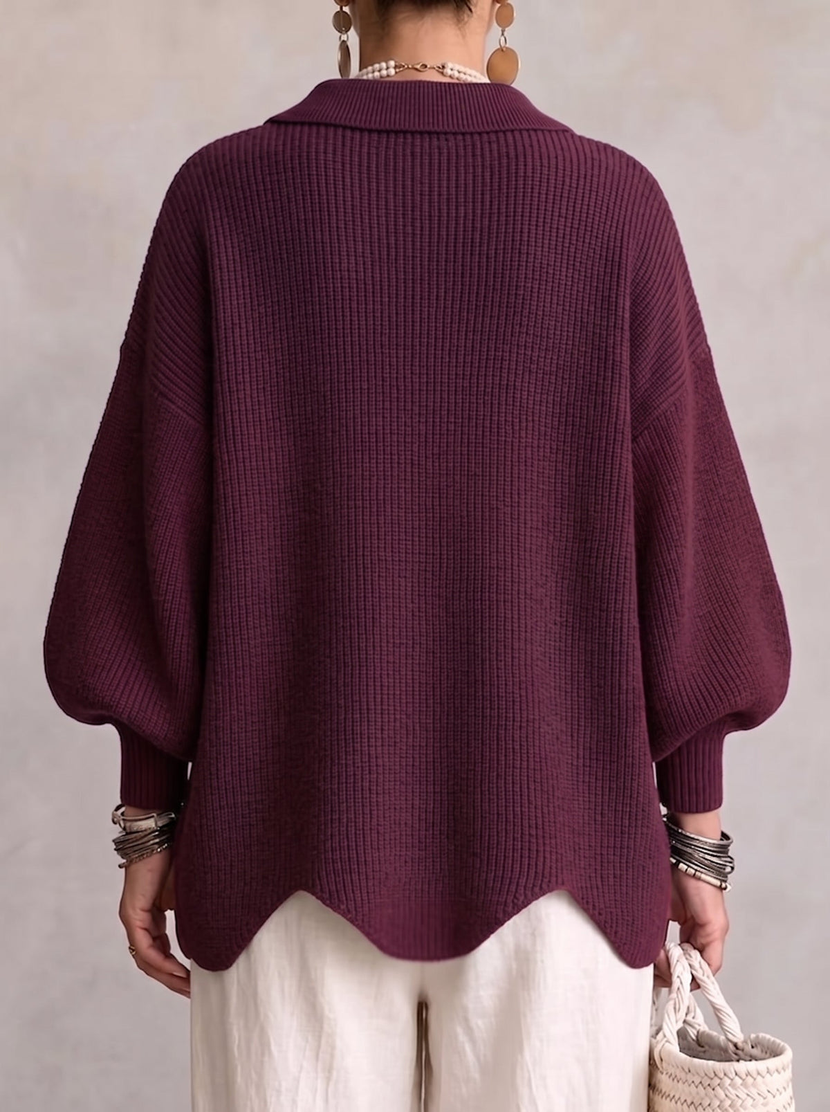 Isadora | Cardigan Oversize con Collo e Bottoni Metallici Grandi