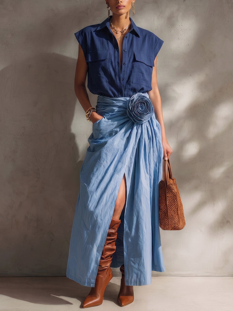 Valentina | Gonna elegante drappeggiata con dettaglio floreale
