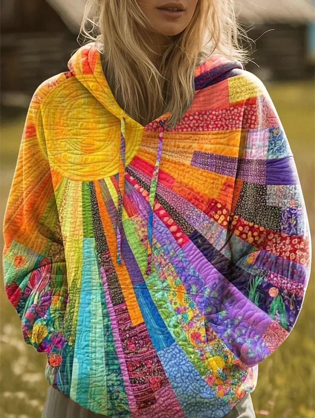 Keily™ - Felpa Bohemien Multicolore Patchwork