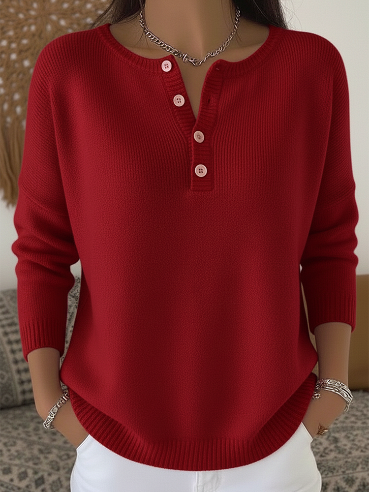 Monica™ | Maglione Classico con Bottoni